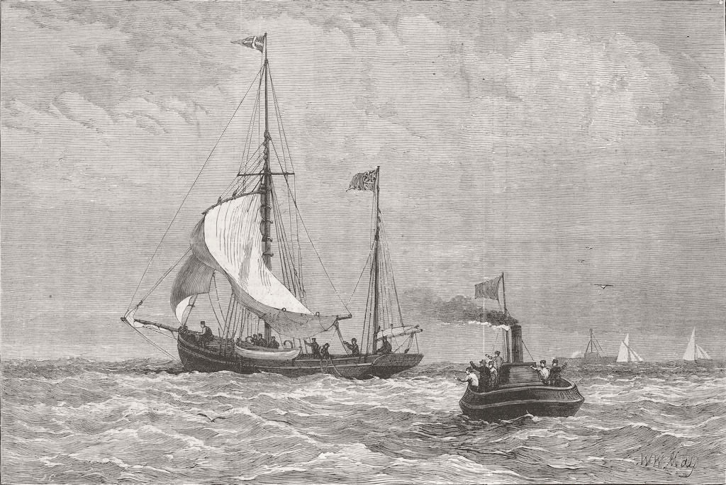ARCTIC. Yacht Kara, to search for Leigh Smith 1882 old antique print picture